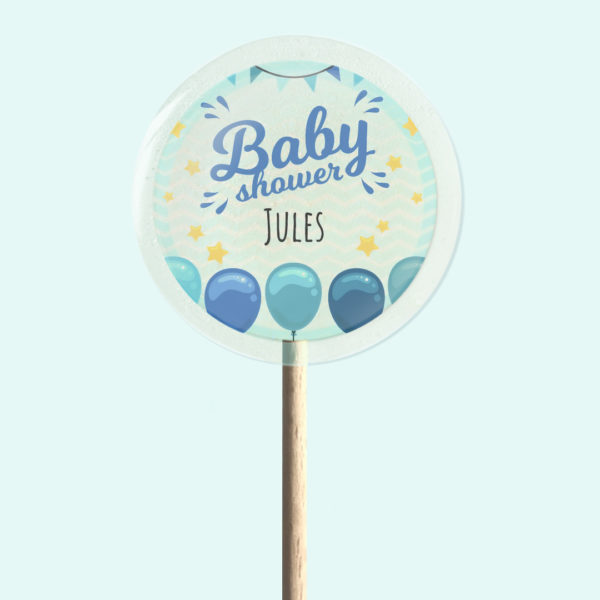 sucette personnalisée baby shower Bleu