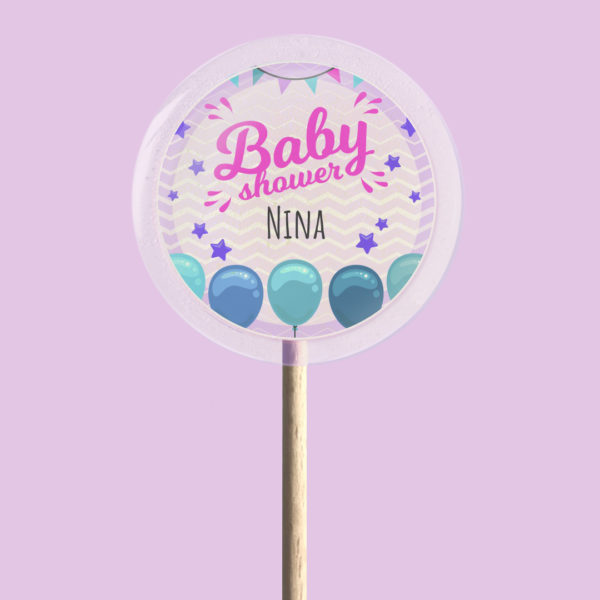 sucette personnalisée baby shower violet