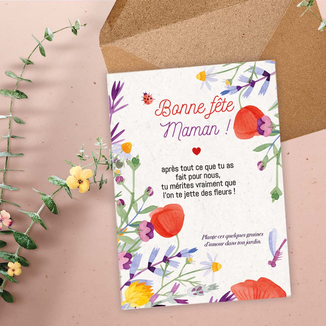 CARTE A PLANTER BONNE FÊTE MAMAN FLEURS